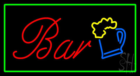 Bar Rectangle Green Neon Sign 20