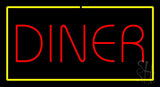 Diner Rectangle Yellow Neon Sign 20" Tall x 37" Wide x 3" Deep