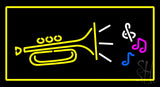Trumpet Logo Rectangle Yellow Neon Sign 20" Tall x 37" Wide x 3" Deep