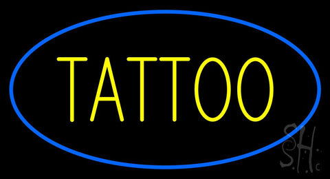 Oval Tattoo Blue Border Neon Sign 20