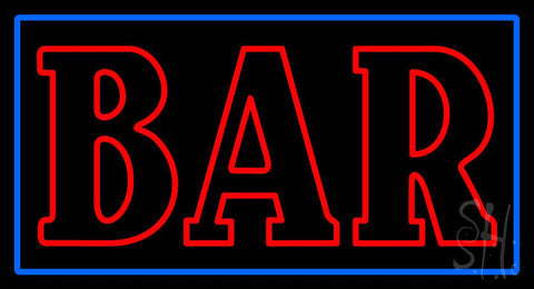 Double Stroke Red Bar Blue Border Neon Sign 20
