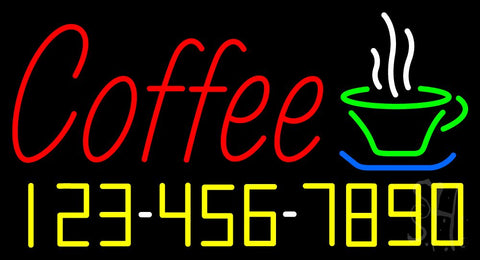 Red Coffee with Phone Number Neon Sign 20