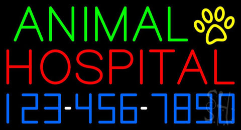 Animal Hospital with Phone Number Neon Sign 20