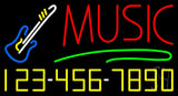 Music with Phone Number Neon Sign 20" Tall x 37" Wide x 3" Deep