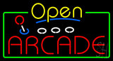 Yellow Open Red Arcade Neon Sign 20" Tall x 37" Wide x 3" Deep