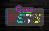 Open Pets Contoured Clear Backing Neon Sign 20" Tall x 37" Wide x 1" Deep