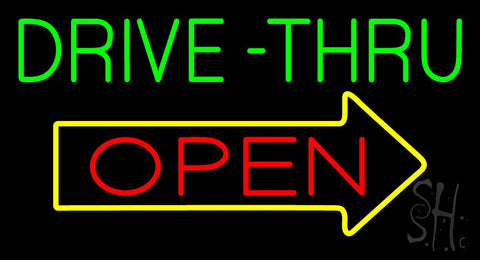Green Drive-Thru Open Arrow Neon Sign 20