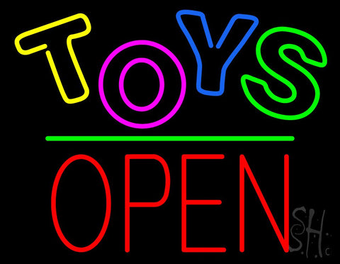 Toys Block Open Green Line Neon Sign 24
