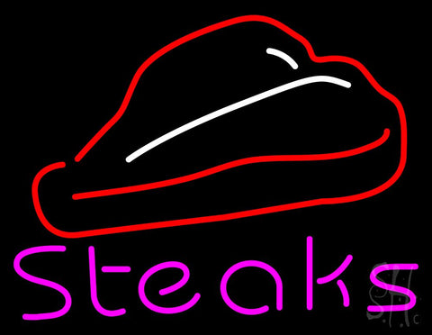 Steak Logo Pink Neon Sign 24