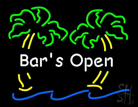 Bar Open with Two Palm Tree Neon Sign 24