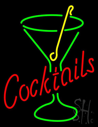 Rectangle Cocktail with Cocktail Glass Neon Sign 31
