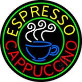 Round Espresso Cappuccino Neon Sign 26" Tall x 26" Wide x 3" Deep