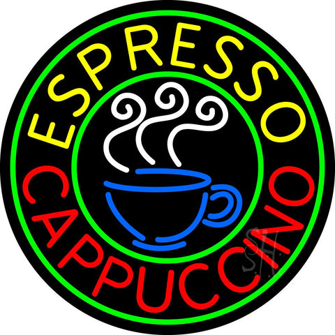 Round Espresso Cappuccino Neon Sign 26