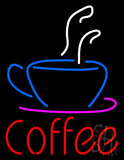 Red Coffee with Coffee Cup Neon Sign 31" Tall x 24" Wide x 3" Deep