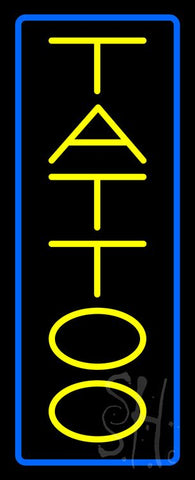 Vertical Yellow Tattoo Blue Border Neon Sign 32