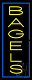 Vertical Yellow Bagels with Blue Border Neon Sign 32" Tall x 13" Wide x 3" Deep