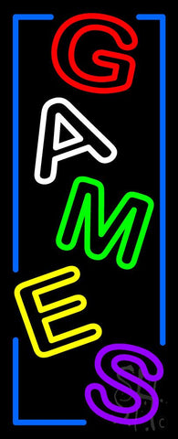 Vertical Games Blue Border Neon Sign 32