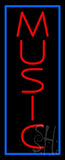 Vertical Music Blue Border Neon Sign 32" Tall x 13" Wide x 3" Deep