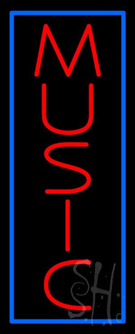 Vertical Music Blue Border Neon Sign 32