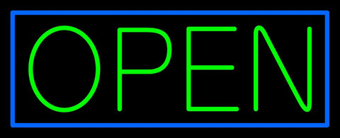 Blue Border With Green Open Neon Sign 10