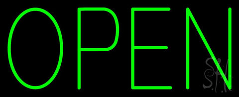 Open Horizontal No Border Green Neon Sign 13