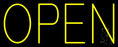 Open Horizontal No Border Yellow Neon Sign 13