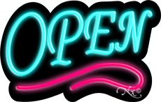 Deco Style Aqua Open With Pink Line Neon Sign 14
