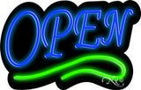 Deco Style Blue Open With Green Line Neon Sign 14" Tall x 22" Wide x 3" Deep