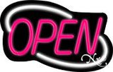 Deco Style Pink Open With White Border Neon Sign 14" Tall x 22" Wide x 3" Deep
