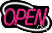 Deco Style Pink Open With White Border Neon Sign 14
