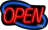 Deco Style Red Open With Blue Border Neon Sign 14" Tall x 22" Wide x 3" Deep