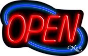 Deco Style Red Open With Blue Border Neon Sign 14