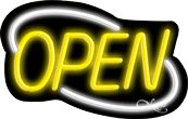 Deco Style Yellow Open With White Border Neon Sign 14