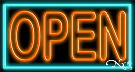 Double Stroke Orange Open With Aqua Border Neon Sign 20