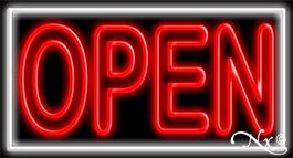 Double Stroke Red Open With White Border Neon Sign 20