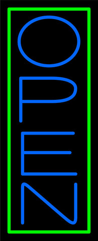Green Border With Blue Vertical Open Neon Sign 24