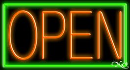 Green Border With Orange Open Neon Sign 20