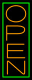 Green Border With Orange Vertical Open Neon Sign 24" Tall x 10" Wide x 3" Deep