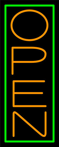 Green Border With Orange Vertical Open Neon Sign 24