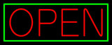 Green Border With Red Open Neon Sign 10" Tall x 24" Wide x 3" Deep