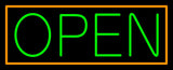 Green Open With Orange Border Neon Sign 13" Tall x 32" Wide x 3" Deep