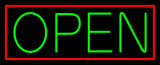 Green Open With Red Border Neon Sign 13" Tall x 32" Wide x 3" Deep