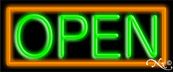 Orange Border With Green Open Neon Sign 10
