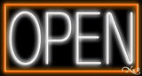 Orange Border With White Open Neon Sign 20" Tall x 37" Wide x 3" Deep