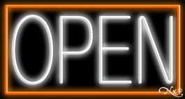 Orange Border With White Open Neon Sign 20