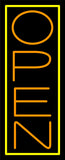 Orange Open With Yellow Border Vertical Neon Sign 32" Tall x 13" Wide x 3" Deep