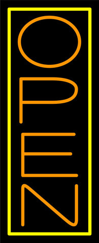 Orange Open With Yellow Border Vertical Neon Sign 32