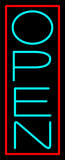Pink Border With Aqua Vertical Open Neon Sign 24" Tall x 10" Wide x 3" Deep
