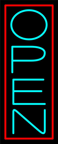 Pink Border With Aqua Vertical Open Neon Sign 24