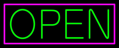 Pink Border With Green Open Neon Sign 10